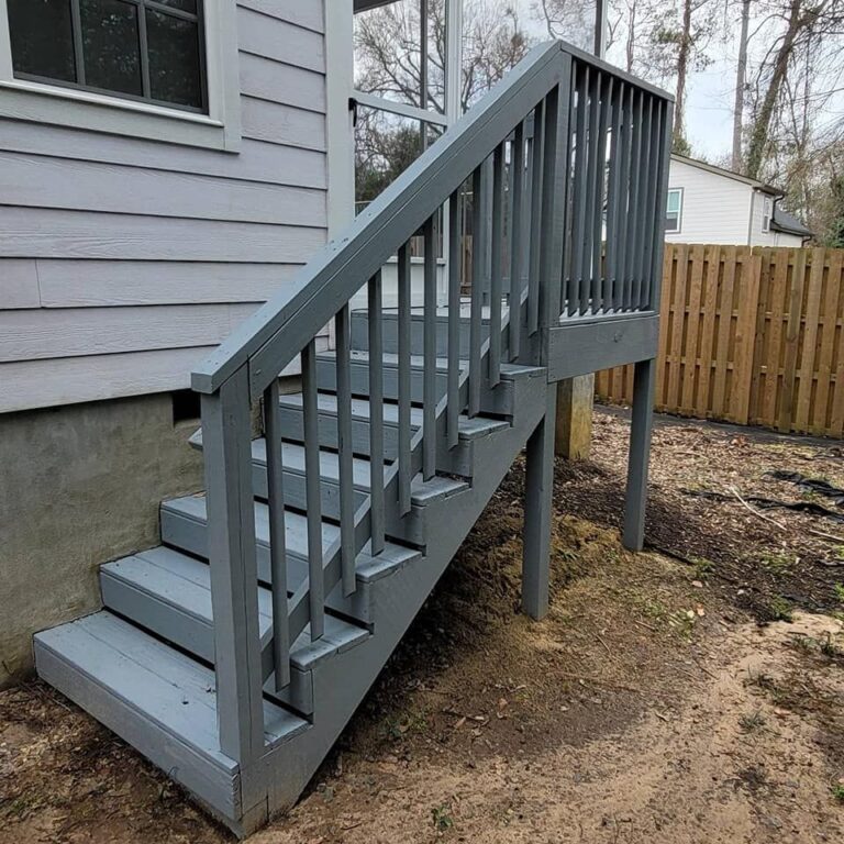 blue outside deck steps